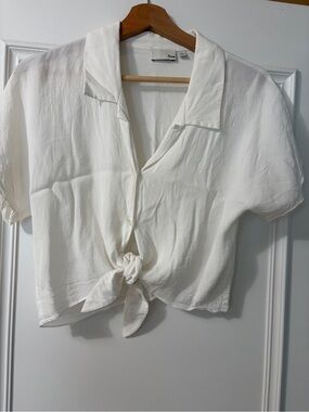 Tie-Front White Women's Blouse